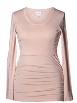 Boob Design - äitiys- ja imetyspaita pitkähihainen Ruched Top, pale blush