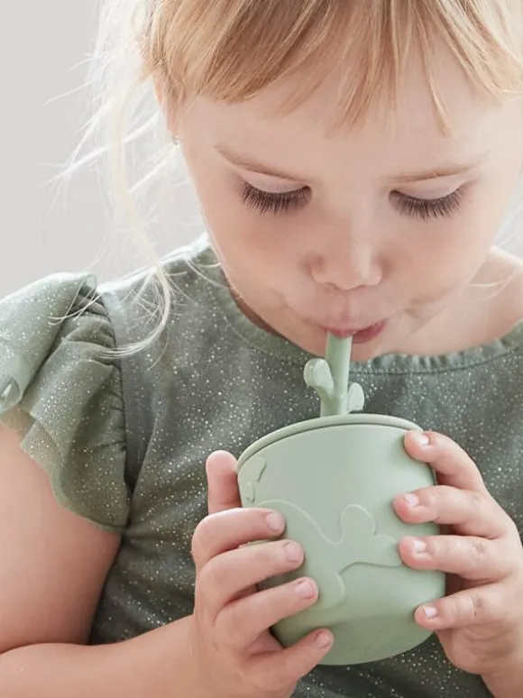 Done by Deer - Peekaboo Straw cup - Wally Grey