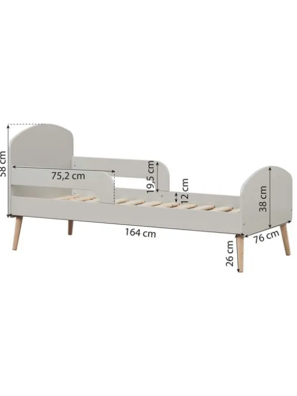 Hoppekids Blend Juniorsänky, 70 x 160 cm - harmaa