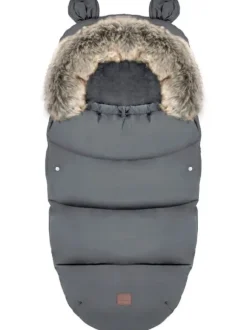 Lämpöpussi rattaisiin nallenkorvilla ja karvalla, dark gray
